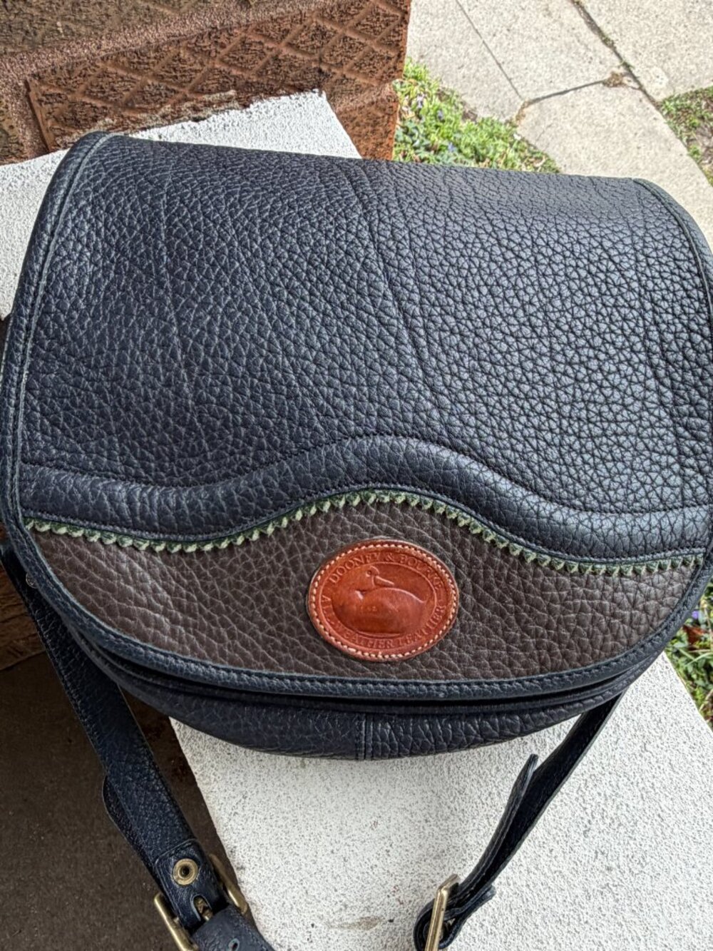 Dooney & Bourke Teton Equestrian Saddle Vintage Navy Crossbody Bag Unisex